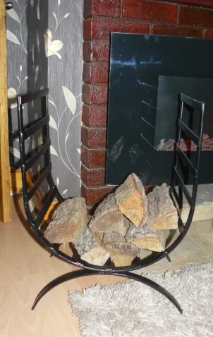 Handmade wrought iron log basket tall