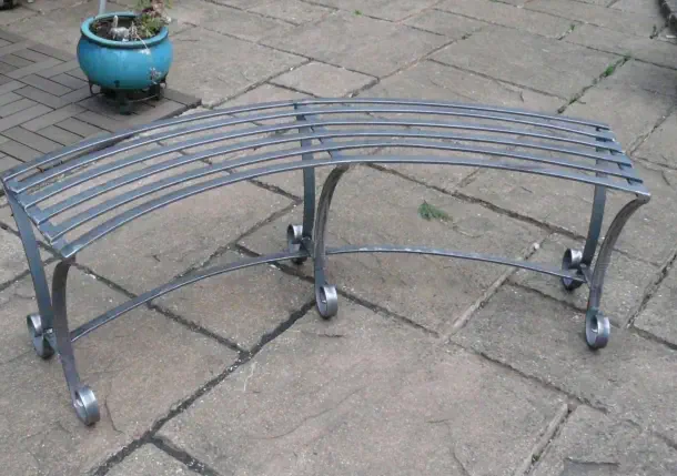 Curved garden bench Wimborne wrought iron works